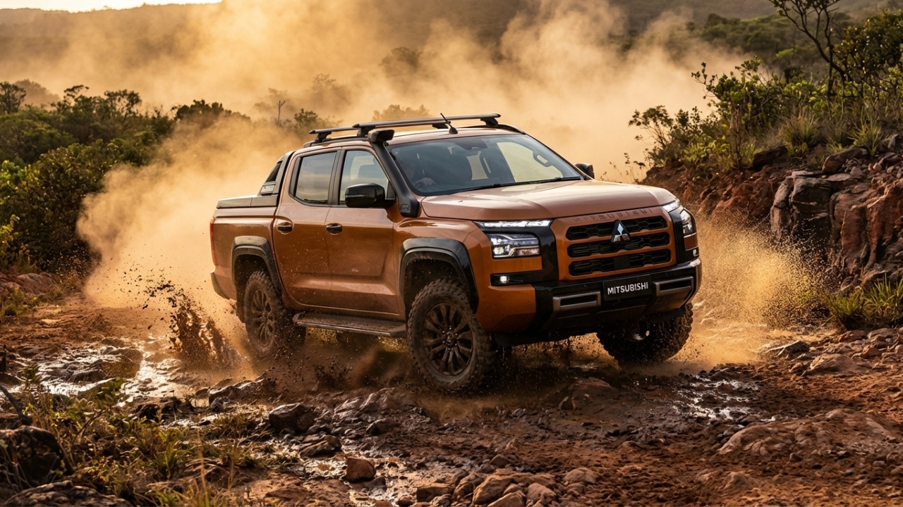 Com motor bi-turbo de 204 cv e tração 4x4 Super Select, a Mitsubishi Triton surge como a picape mais robusta e durável para enfrentar terrenos extremos