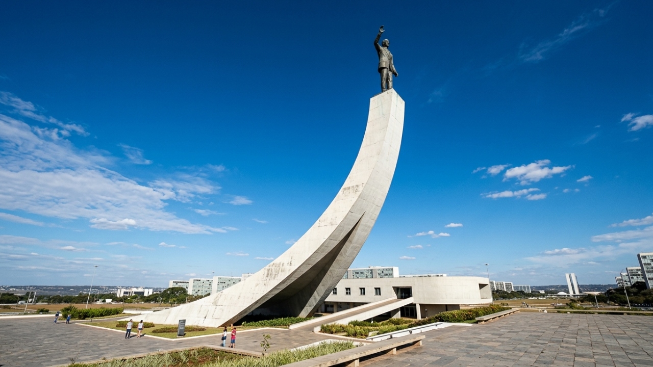 Com seu pedestal de 28 metros e projetado por Niemeyer em 1981, o memorial brasiliense tornou-se o maior símbolo da história de JK no Planalto Central