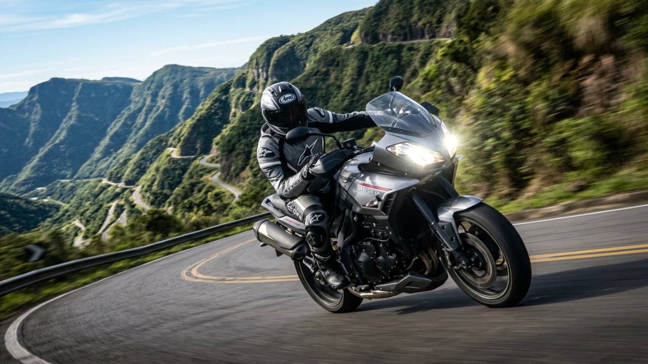 Com motor de 3 cilindros e 115 cv de potência, a nova moto de 800cc projetada para longas viagens desembarca no Brasil com tecnologia que supera as versões mais caras