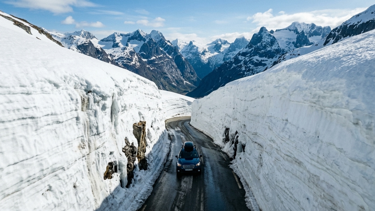 Com paredes de neve que podem chegar a 24 metros em pontos extremos, a estrada nos EUA corta a divisão continental e exige até dez semanas de escavação para ser aberta