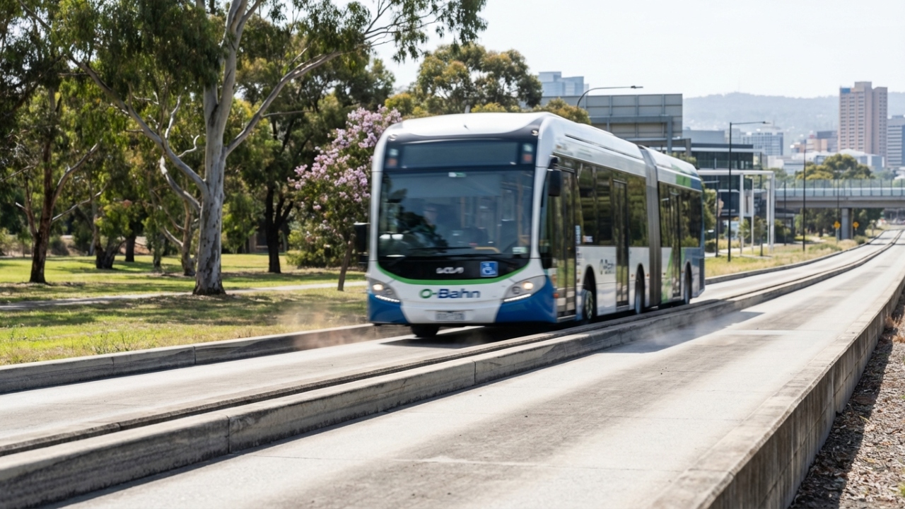 Com ônibus que atingem 100 km/h sobre trilhos de concreto, o sistema de transporte na Austrália é uma referência em engenharia urbana guiada