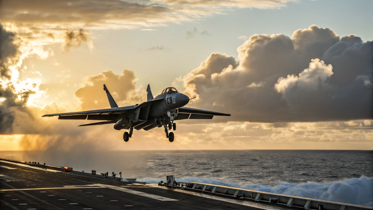 O F-14 Tomcat dobra as asas em pleno voo e passa de bombardeiro pesado para jato supersônico acima de Mach 2 em segundos