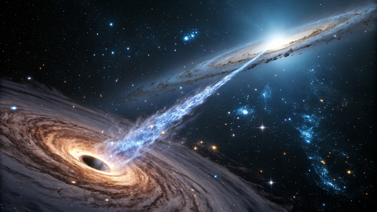 O Telescópio Hubble flagrou um buraco negro viajando pelo espaço e deixando um rastro gigante de estrelas novas para trás