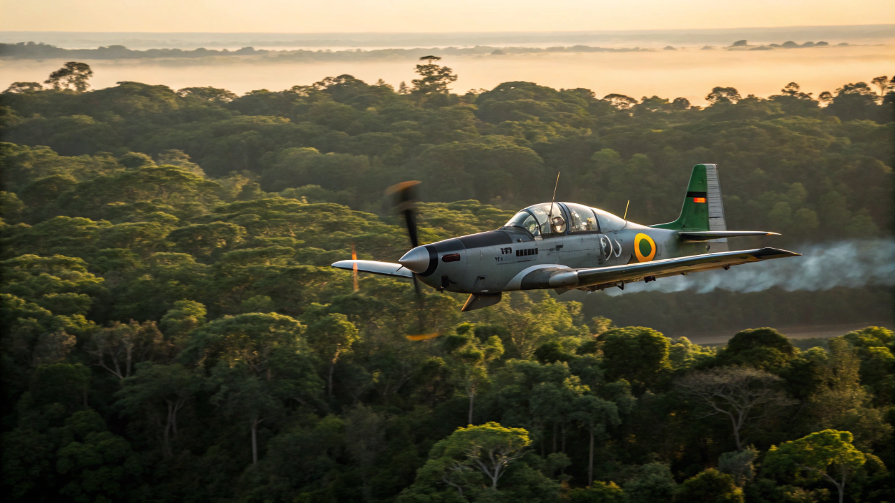 O avião de ataque leve Embraer A-29 Super Tucano domina os céus em missões de contra-insurgência e treinamento avançado em 16 países