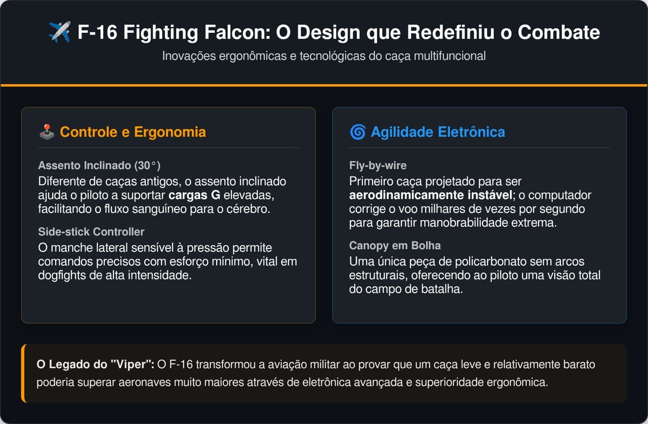 O caça F-16 foi projetado para ser instável de propósito e é isso que o torna impossível de derrubar