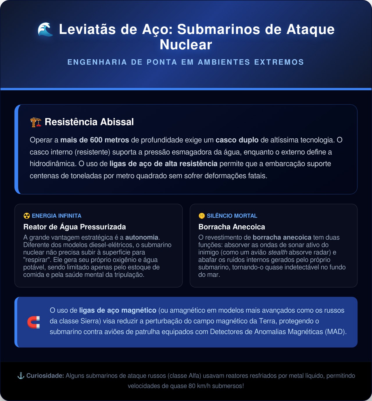 O gigante silencioso com casco duplo de aço ultrarresistente que esconde reatores nucleares capazes de operar sob o gelo por décadas sem precisar voltar à superfície