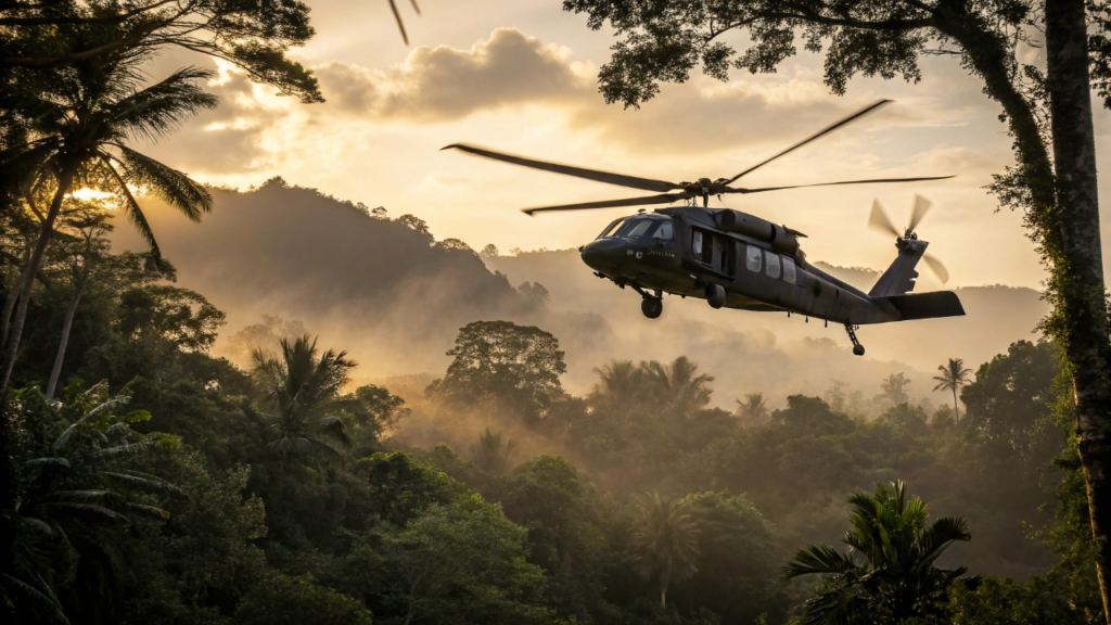 O helicóptero que carrega 11 soldados, voa no escuro com sensor infravermelho e ainda pousa sem motor nenhum ligado