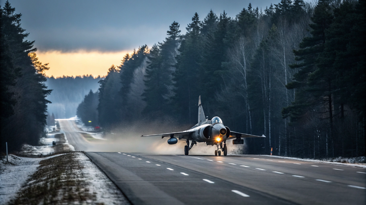 O incrível caça sueco usa reversores de empuxo para frear no ar e consegue dar marcha a ré na pista logo após pousar em rodovias comuns