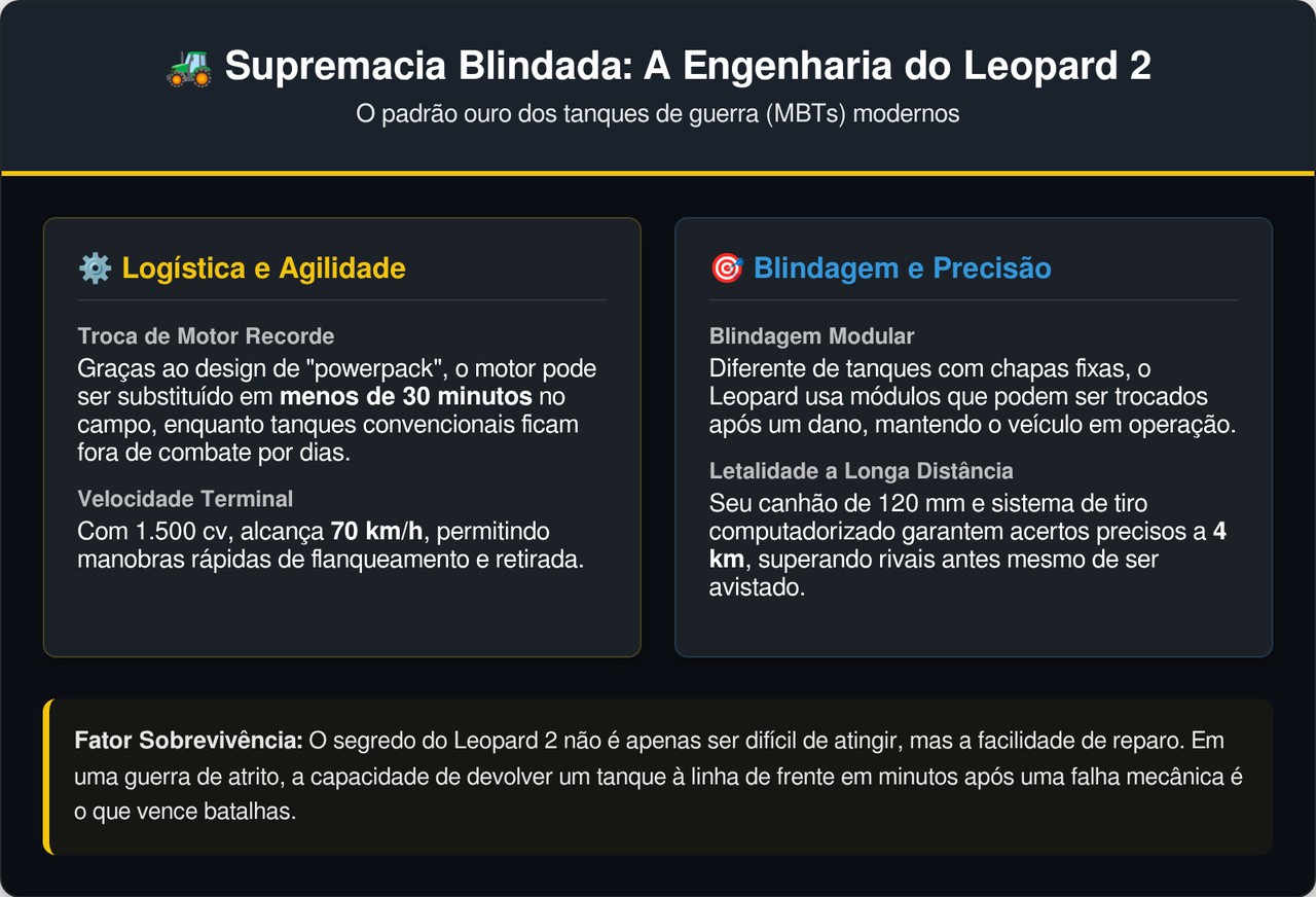 O tanque favorito da OTAN atinge 70 kmh, troca o motor em 30 minutos e acerta alvos a 4 km com um canhão estabilizado