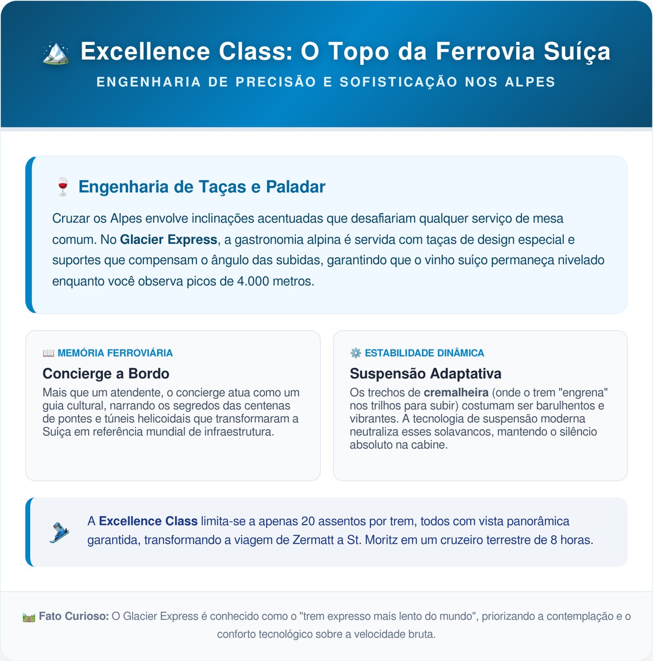 O trem expresso mais lento do mundo atravessa 291 pontes e 91 túneis pelos Alpes Suíços em uma jornada panorâmica de 8 horas a mais de 2000 metros de altitude