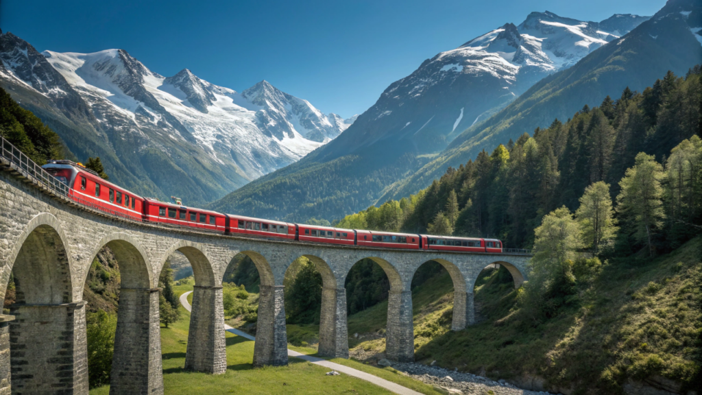 O trem mais lento do mundo atravessa 91 túneis, 291 pontes nos Alpes e virou sonho de consumo global