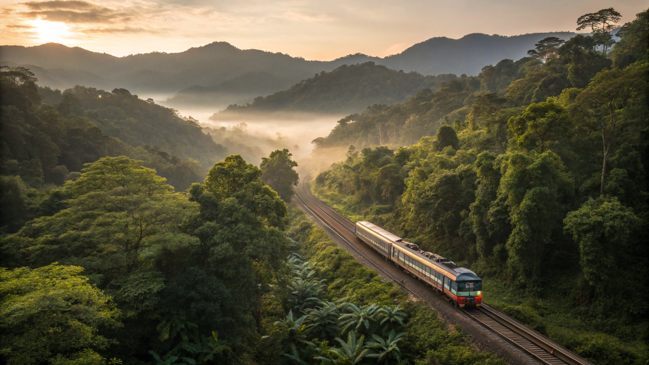 O trem que atravessa a selva tropical da Tailândia até as portas de Cingapura passa por paisagens que parecem saídas de um filme