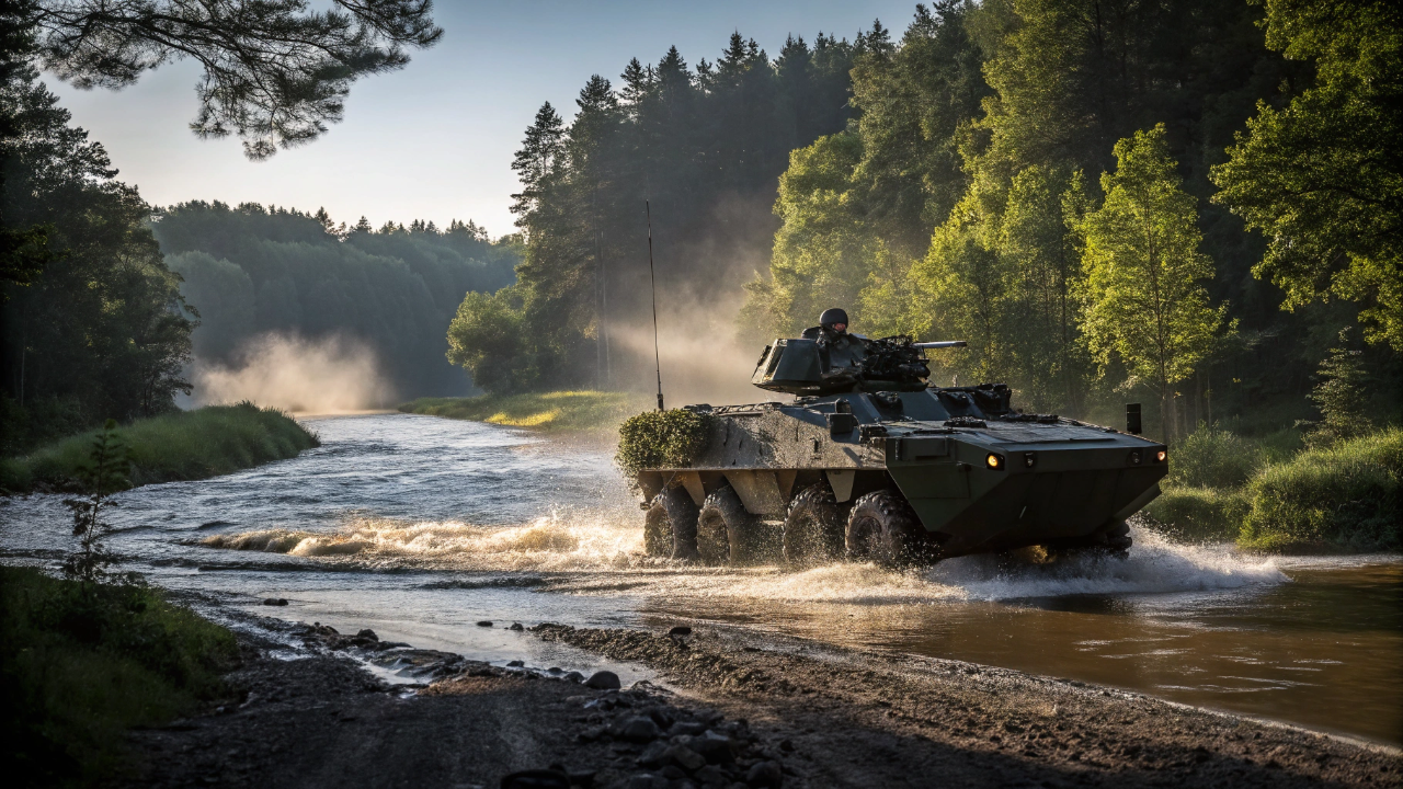 O veículo anfíbio turco de 6 toneladas possui um chassi em formato de V que salva a tripulação ao desviar a energia de explosões de minas terrestres