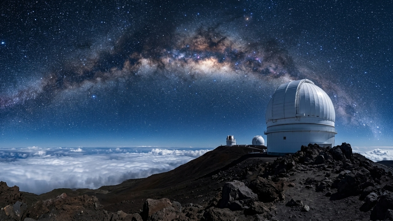 Situada a 4.205 metros de altitude a estação do Mauna Kea Observatory abriga o maior conjunto de telescópios para pesquisa do planeta
