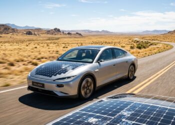 Carro elétrico com autonomia de 800 km utiliza sistema de recarga solar inspirado em tecnologias de sondas espaciais da NASA em 2026