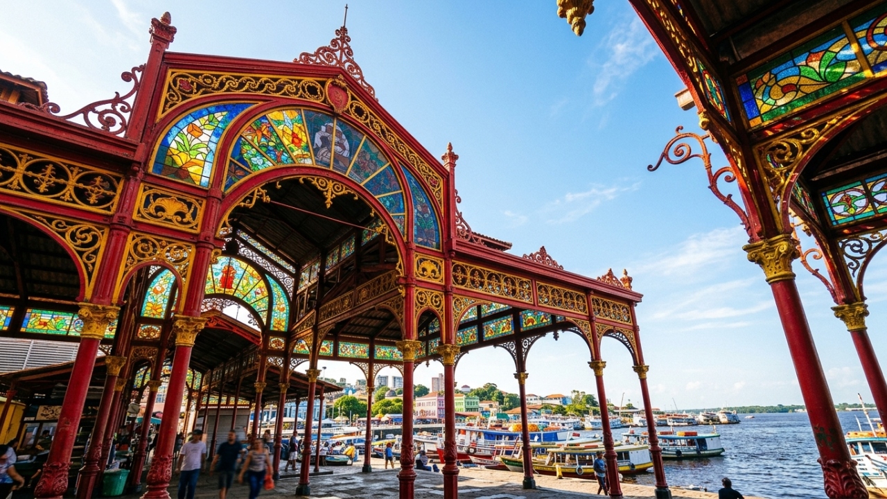 Com sua estrutura de ferro de 1883 e estilo Art Nouveau, o mercado amazonense tornou-se a maior joia histórica e o coração comercial de Manaus