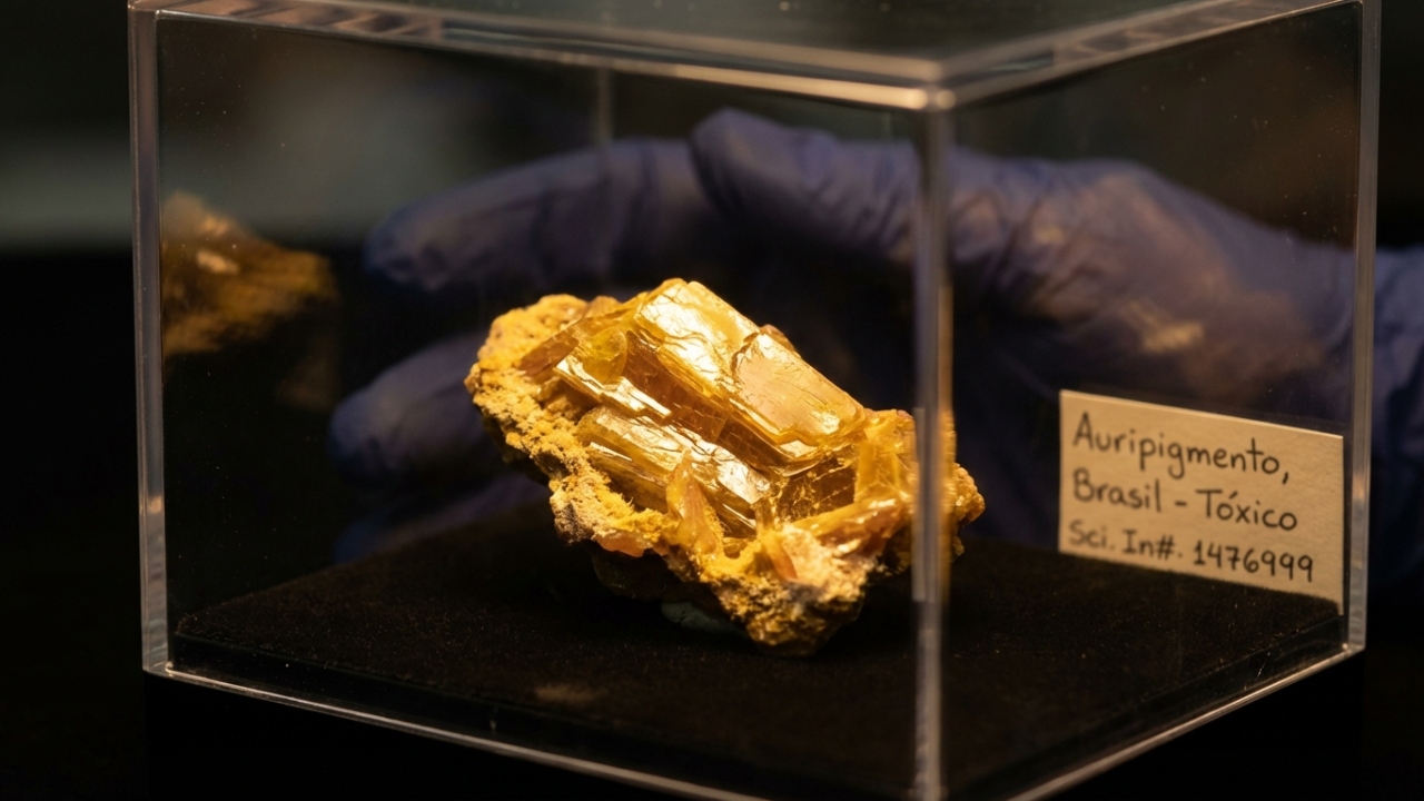 Esqueça o ouro, pois esta gema amarela com 61% de arsênico surge como um veneno letal e um extremo brilho resinoso