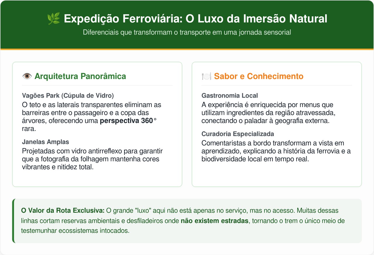 Os vagões de vidro de 360 graus da VIA Rail colocam você no meio da floresta de outono canadense em movimento