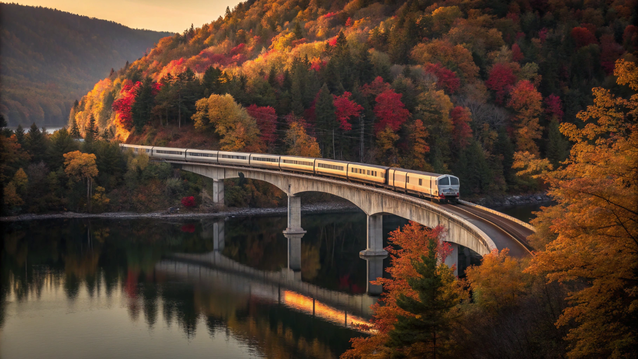 Os vagões de vidro de 360 graus da VIA Rail colocam você no meio da floresta de outono canadense em movimento