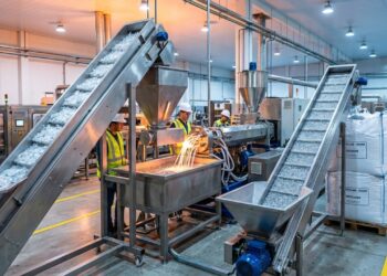 Com 20 toneladas de lixo derretidas a 260 graus, a engenharia da reciclagem transforma o plástico em grânulos novos