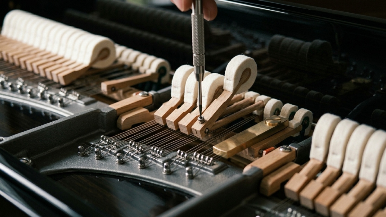 Com lâminas de 0,7 mm e pressão de 150 kg por centímetros quadrados, a fabricação de um piano de cauda suporta 22 toneladas de tensão para criar o som perfeito