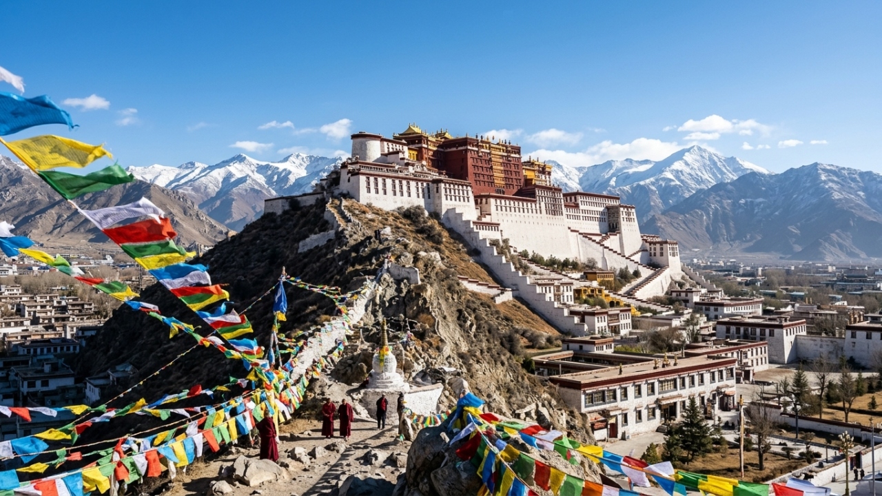 Com 1.000 salas e situado a 3.700 metros de altitude, o palácio de 1645 tornou-se o maior símbolo do budismo e a residência oficial do Dalai Lama