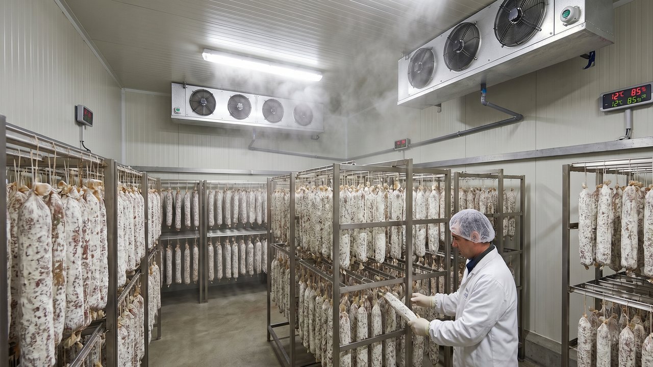 Com 500 quilos de carne processada e 35 dias de cura, a engenharia da indústria alimentícia cria o salame defumado