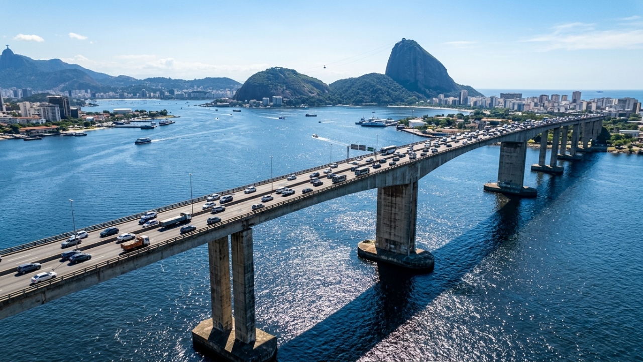 Com 13 quilômetros de extensão sobre o mar, a megaponte brasileira que possui pilares cravados a dezenas de metros no fundo do oceano e balança com o vento para não quebrar