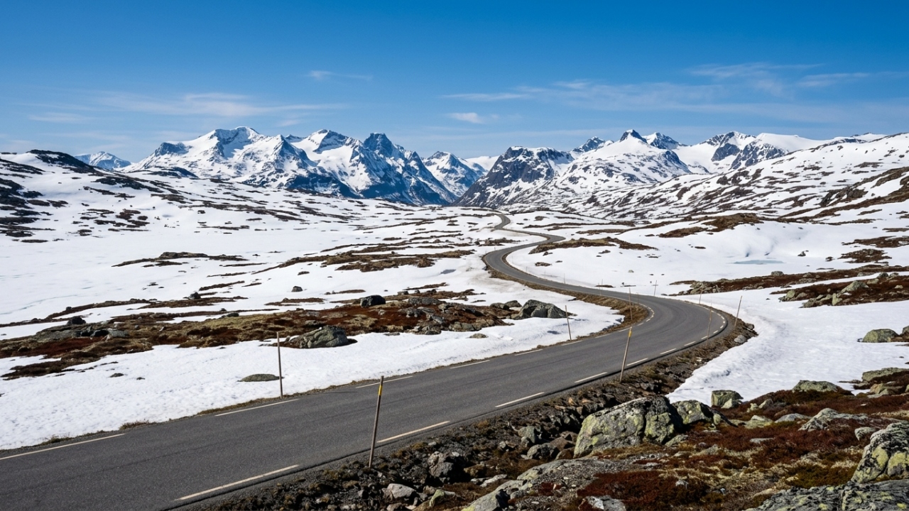Com o trajeto a 1.389 metros de altitude em um planalto alpino, a rodovia Valdresflye, na Noruega, tornou-se o caminho panorâmico mais alto do país