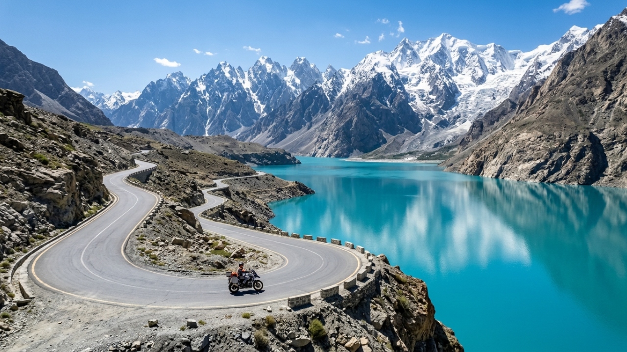 Rodovia no Paquistão ganha fama por seus picos de 7.000 metros de altitude, pois o trajeto de 1978 cruza o Vale Gojal entre glaciares e lagos azuis