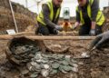 Arqueólogos britânicos desenterram 50.000 moedas de prata com dois mil anos de idade e revelam tesouro militar escondido a 15 metros de profundidade
