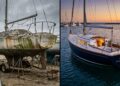 Comprar um veleiro abandonado por US$ 5 mil parece “negócio da China”, até que o casco abre e aparecem furos, madeira apodrecida e um motor transformado em ferrugem