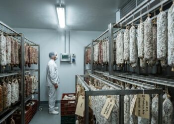 Com 500 quilos de carne processada e 35 dias de cura, a engenharia da indústria alimentícia cria o salame defumado