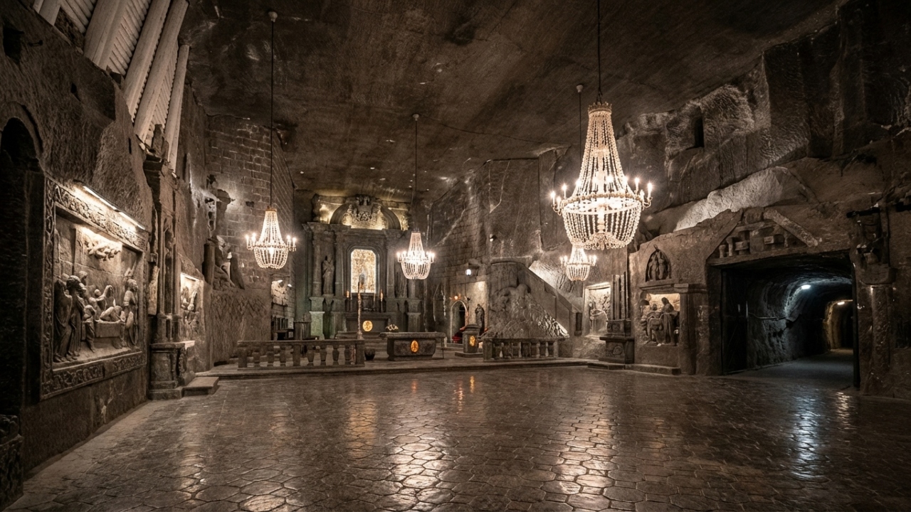 Com uma catedral de sal a 135 metros de profundidade, a mina polonesa de 1290 surge como uma das obras mais insanas e colossais do mundo