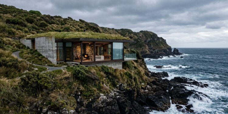 Com teto de concreto de 1 metro e camuflada na encosta, a estrutura neozelandesa virou a casa mais secreta do mundo e um bunker contra terremotos