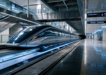 O trem futurista que flutua sobre trilhos magnéticos e atinge 431 quilômetros por hora completando uma viagem de 30 quilômetros em meros 8 minutos