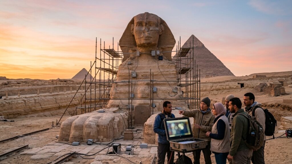 Câmara oculta com 4.500 anos localizada sob as patas da Esfinge de Gizé revela a verdadeira linhagem dos faraós da IV Dinastia e manuscritos sobre a construção das pirâmides