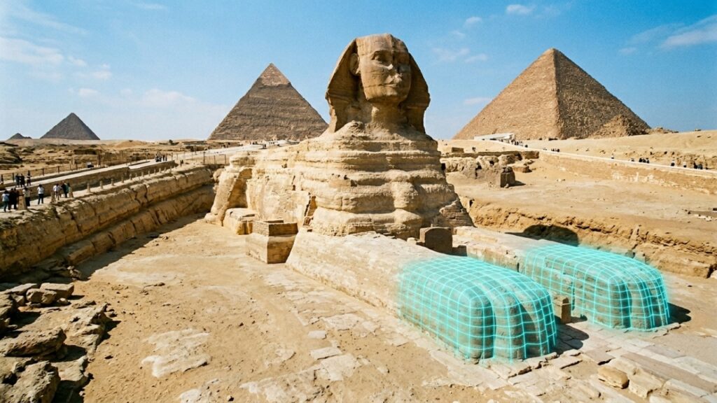 Câmara oculta com 4.500 anos localizada sob as patas da Esfinge de Gizé revela a verdadeira linhagem dos faraós da IV Dinastia e manuscritos sobre a construção das pirâmides