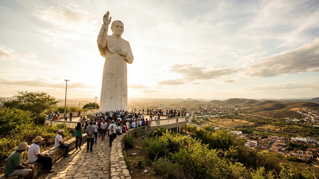 Com 27 metros de altura e 300 toneladas, o monumento no Ceará surge como um ícone da fé e atrai milhões de fiéis
