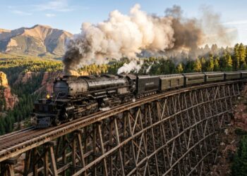 A ferrovia a vapor mais alta dos Estados Unidos escala 3.054 metros nas Montanhas Rochosas com equipamentos originais de 1880