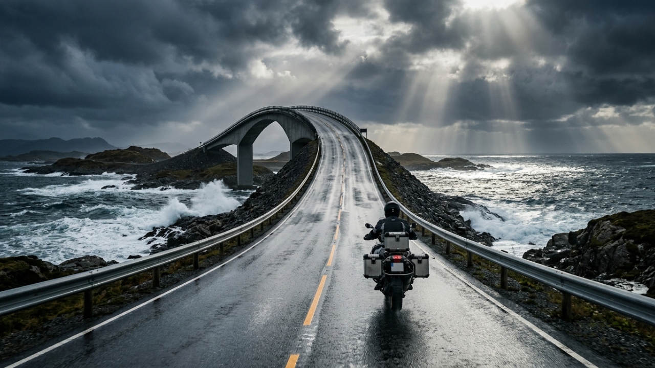 Todos que dirigem pela ponte de 260 metros na Noruega freiam bruscamente ao ver a estrada desaparecer no céu