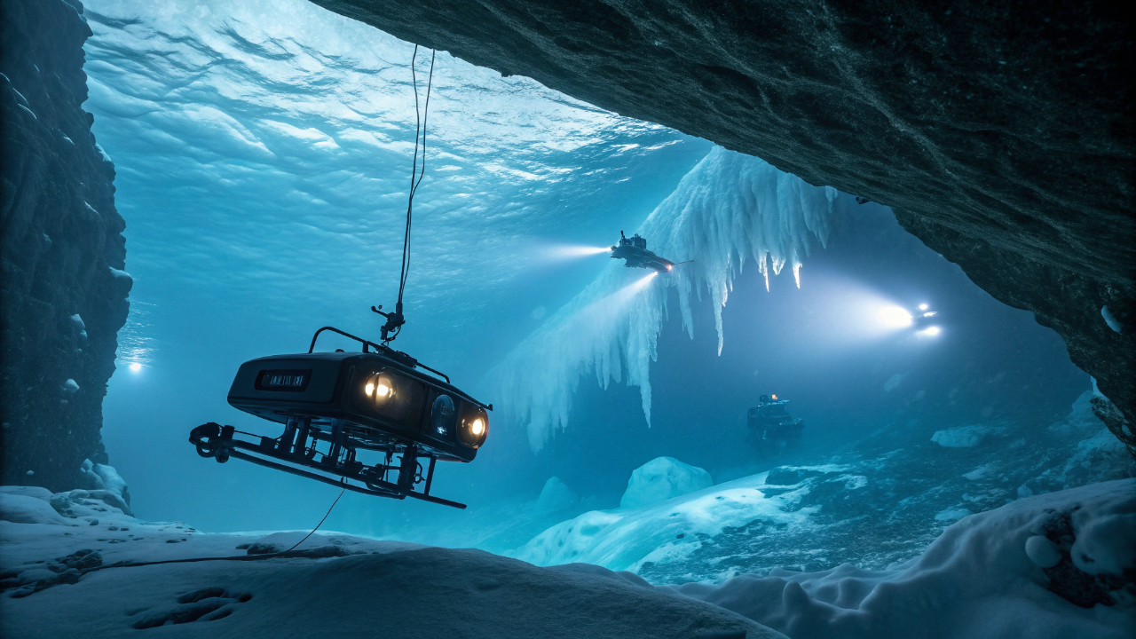 Submarino autônomo descobre estruturas misteriosas sob plataforma de gelo inexplorada na Antártida e desaparece sem deixar rastros