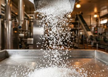 Com a moagem de toneladas de cana e a centrifugação em alta velocidade, a indústria transforma o caldo bruto em cristais de açúcar brancos e puros