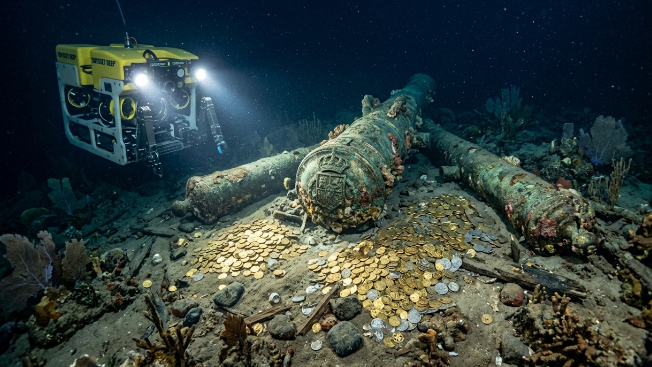 Avaliado em mais de 20 bilhões de dólares, o navio espanhol naufragado há 300 anos finalmente começa a ser explorado para revelar o maior tesouro subaquático da história mundial