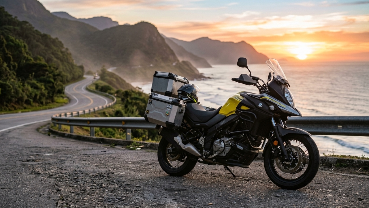 Big trail com motor em V de 71 cavalos e tanque de 20 litros permite percorrer longas distâncias sem paradas constantes para reabastecimento nas rodovias estaduais e federais