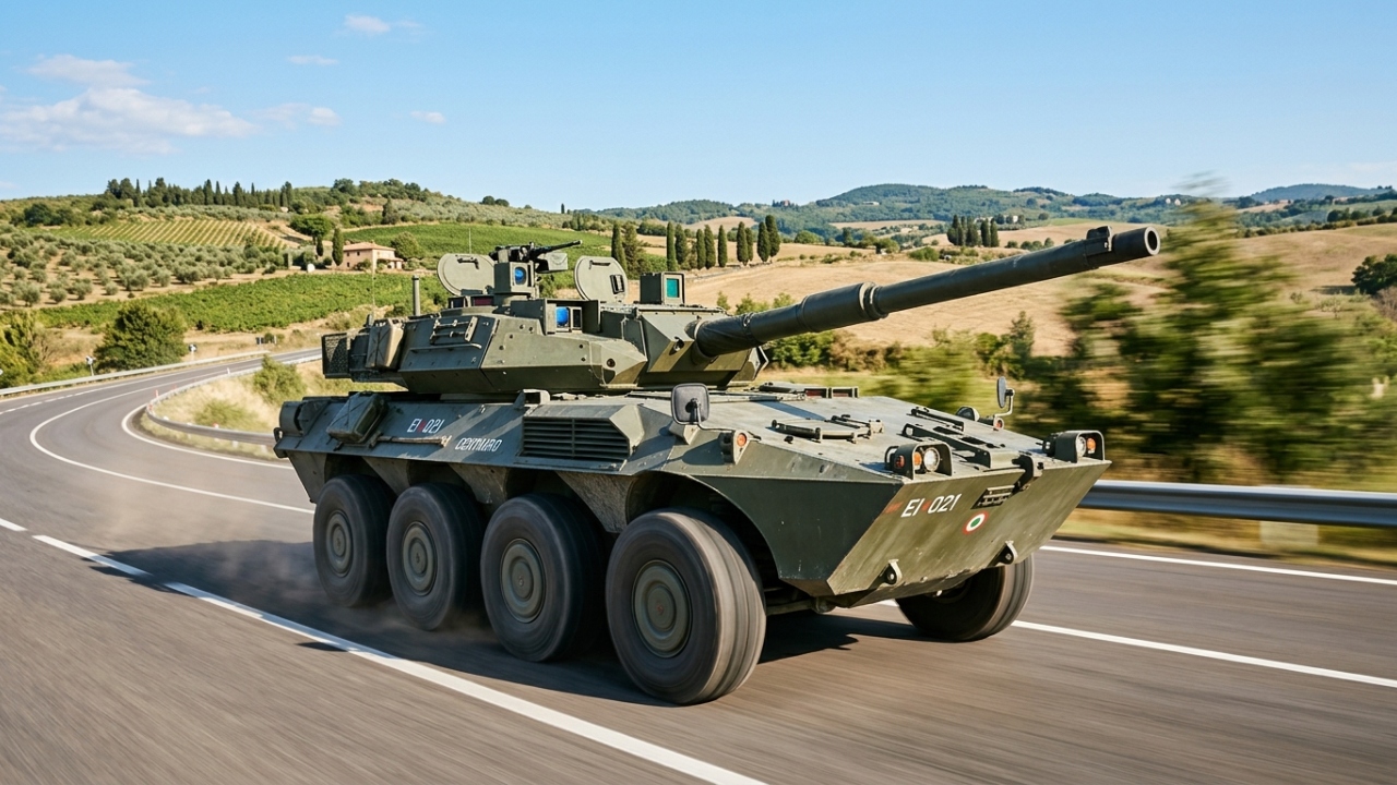 O caça-tanques de oito rodas que atinge 108 km/h no asfalto carregando um canhão devastador com a mesma agilidade de um carro de rali