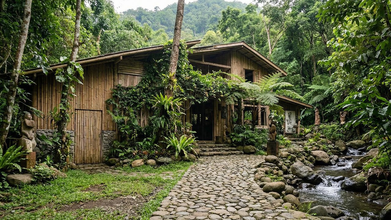 Com 10 anos de construção ao pé de uma montanha sagrada, a villa de bambu nas Filipinas surgiu como o refúgio orgânico mais sereno do sudeste asiático