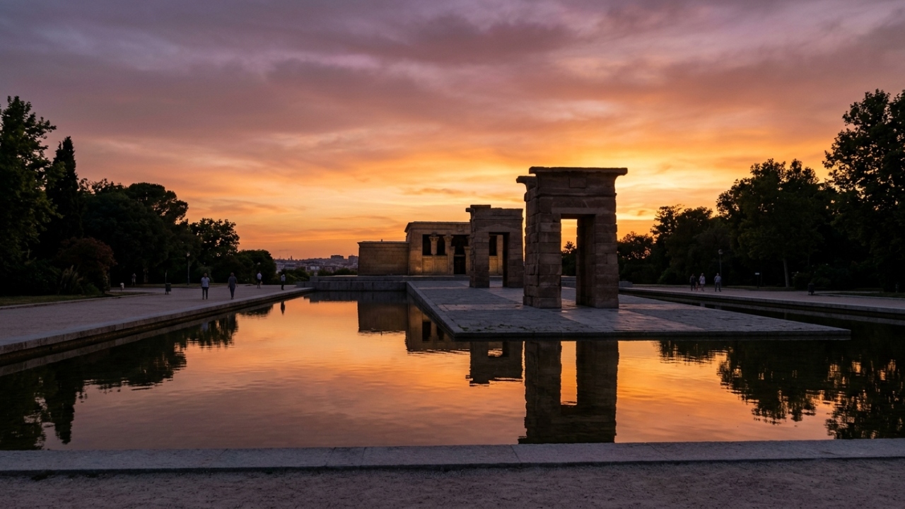 Com pedras de 2.200 anos de idade, o monumento egípcio no coração de Madri surge como um dos cenários mais surreais e antigos da Europa