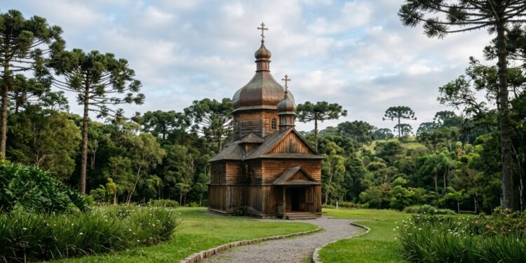 Com a réplica da igreja de madeira de 1897 e cúpula de bronze, o memorial em Curitiba virou o maior símbolo da imigração ucraniana no país