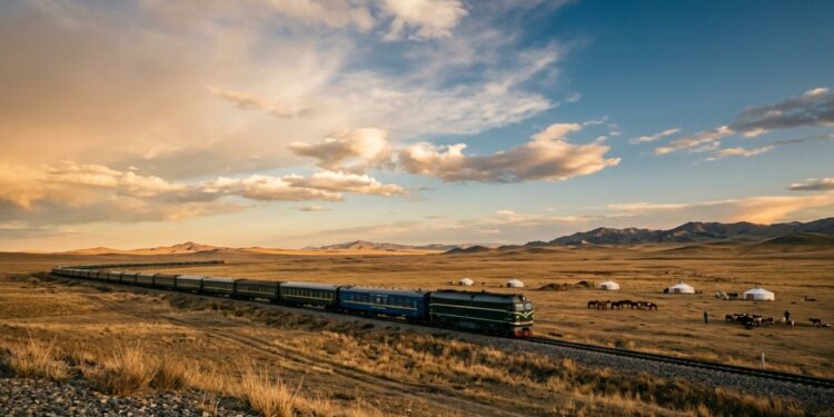 Um trem que cruza o Deserto de Gobi por dias inteiros e ainda para para trocar as rodas na fronteira com a China